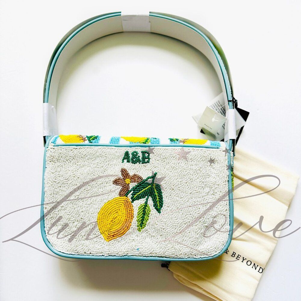 AMERICA & BEYOND Limoncello Stripe Beaded Shoulder / Clutch Bag NWT - Picture 7 of 10